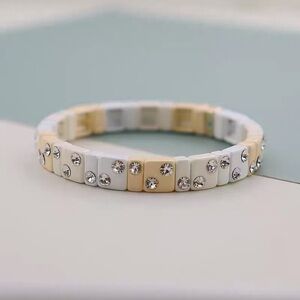 Roxanne Assoulin -  Yellow White Brite Bit X Bit  Stretch Bracelet